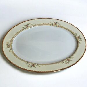 Royal Embassy China Adrian Oval Serving Platter 16 Inch Floral Gold Trim Japan